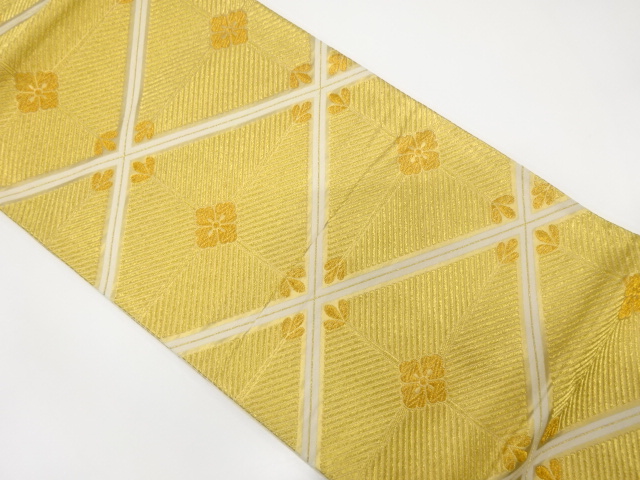 アンティーク　松菱に花模様織り出し袋帯(着用可)